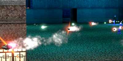 Screenshot of hostile fire from the blue room